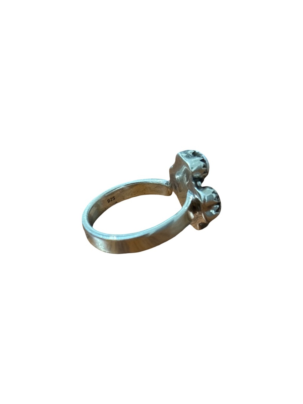 White Buffalo Heart Cluster Sterling Silver Ring - Picture 2 of 2